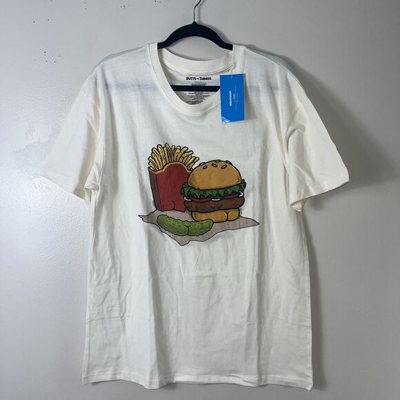 Butts On Things Burgers and Fries Graphic T Shirt Ivory - Picture 2 of 8